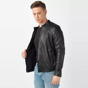 Черное двустороннее пальто из натуральной кожи Gerino