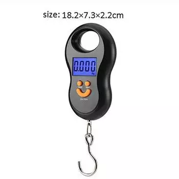 Черные электронные подвесные весы 50 кг 10 г, ЖК-цифровые весы с подсветкой, рыболовные гири, карманные весы, багажные весы чёрный