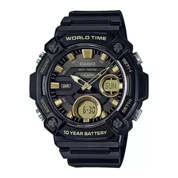 Черные аналогово-цифровые часы мужские, Black Analog-Digital Men s Watch, Casio