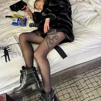 Черные блестящие колготки в горошек, женские модные сексуальные блестящие колготки, весна-лето, тонкие леггинсы, женские чулки 2025 года, новые One Size чёрный