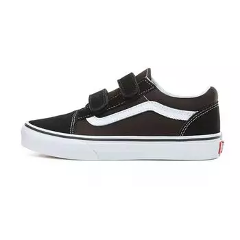 Черные детские кроссовки Vans Old Skool V Kids True-White VN000VHE6BT