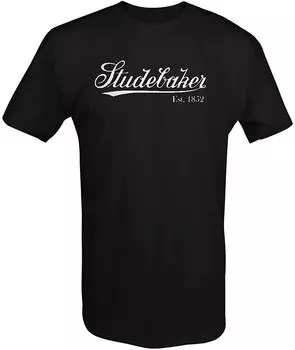 Черные футболки унисекс Studebaker Est 1852 Script S