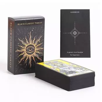 Черные классические карты Таро 10,3*6 см, 78 шт., с путеводителем для начинающих, черные позолоченные края