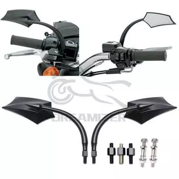 Черные мотоциклетные боковые зеркала заднего вида для мотоцикла Harley Davidson Road King Street Glide Softail Dyna