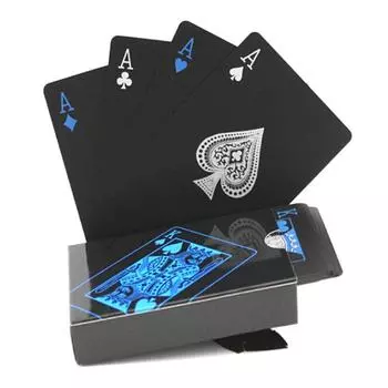 Черные пластиковые игральные карты, синий, красный, желтый, набор игральных карт, волшебный водонепроницаемый Magic Poker, подарочная серия синий