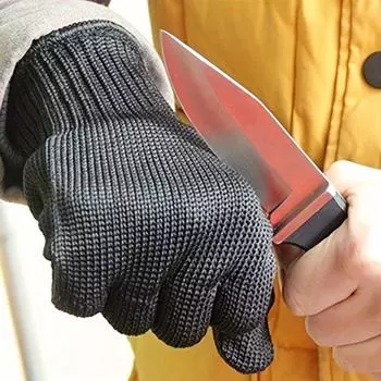 Черные противорежущие перчатки, защитные перчатки из нержавеющей стали 5-го уровня
