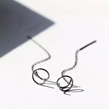 Черные вращающиеся серьги Earlines Простой и индивидуальный дизайн Длинные серьги Корейские модные женские