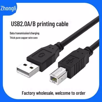 Черный 3-метровый USB-кабель A/B для передачи данных с медным сердечником и квадратным портом 3M