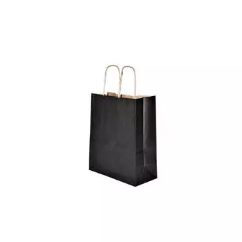 Черный бумажный пакет с поворотной ручкой, 25x12x31 см, упаковка из 25 шт.