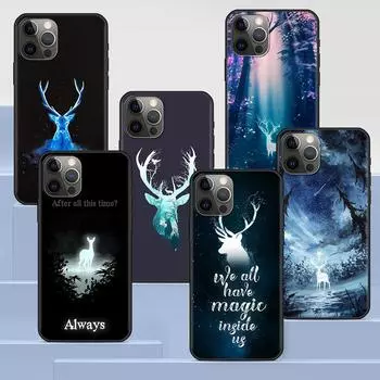 Черный чехол для Iphone 14 11 13 Pro Max 12 Mini Xr 7 8 Plus Se 2020 Xs 6 6s + чехол, мягкая сумка для мобильного телефона, чехол с изображением оленя, художественный постер iPhone 14 Pro Max