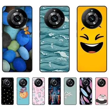 Черный чехол для Realme 11 Pro 5G, силиконовая задняя крышка из ТПУ с милым рисунком на Realme11Pro, 6,7 дюйма, ультратонкий противоударный RMX3771 Realme11Pro-Style 1