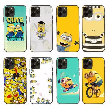Черный чехол для Samsung Note 20 Lite S24 Ultra S23 A03 A05 A06 A11 A71 A15 A16 A13 A24 A25 A33 A52 A53 A50 M55 M35 Plus M-77 Миньоны мультфильм Samsung S20 Plus коричневато-жёлтый
