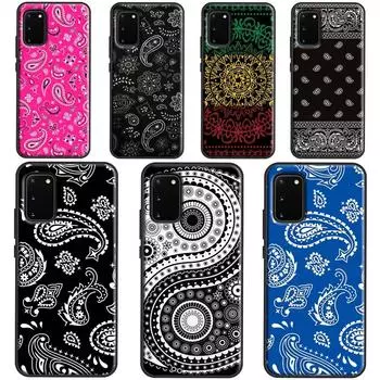 Черный чехол для телефона с банданой и пейсли для Samsung Galaxy S21 Ultra S22 S20 FE S8 S9 S10 Plus Note 10 Note 20 Galaxy S8