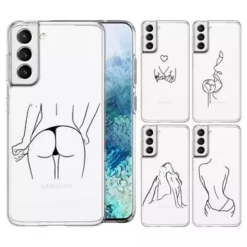 Черный чехол для телефона с сексуальной линией и рисунком девушки для Samsung Galaxy S22 S21 S20 FE Ultra 5G S10 S10E S9 S8 Plus Note 10 20, прозрачный чехол Samsung S9 Plus