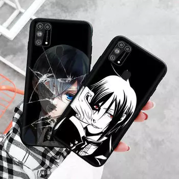 Черный чехол для Xiaomi Redmi 13C Note 9 iPhone XR 7 8 14 15 11 12 13 X XS Pro Max Samsung A25 S23 S24 FE Ultra Plus Черный дворецкий Samsung A72 бездна