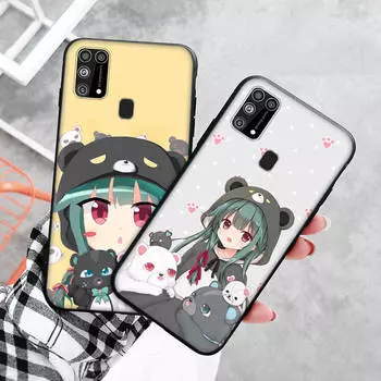 Черный чехол для Xiaomi Redmi 13C Note 9 iPhone XR 7 8 14 15 11 12 13 X XS Pro Max Samsung A25 S23 S24 FE Ultra Plus Kuma Bear Redmi 12C чёрный