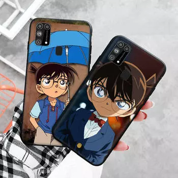 Черный чехол для Xiaomi Redmi 13C Note 9 iPhone XR 7 8 14 15 11 12 13 X XS Pro Max Samsung A25 S23 S24 FE Ultra Plus Детектив Конан Redmi 9 бездна