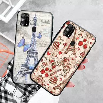 Черный чехол для Xiaomi Redmi 13C Note 9 iPhone XR 7 8 14 15 11 12 13 X XS Pro Max Samsung A25 S23 S24 FE Ultra Plus Эйфелева башня Redmi 9C бездна