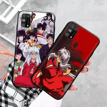Черный чехол для Xiaomi Redmi 13C Note 9 iPhone XR 7 8 14 15 11 12 13 X XS Pro Max Samsung A25 S23 S24 FE Ultra Plus InuYasha Samsung J7 Prime бездна