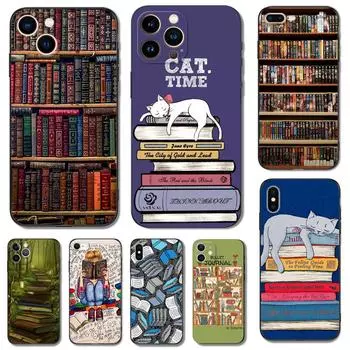 Черный чехол из ТПУ для iPhone 14, 13, 12, 11 mini pro MAX 5 5S se 2020 6 6s 7 8 plus x 10 XR XS, чехол для книг iphone 12
