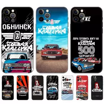Черный чехол из ТПУ для iPhone 5 5S SE 2020 6 6S 7 8 plus x 10 XR XS 11 12 13 mini pro MAX задняя крышка русский автомобиль LADA iphone 5 5S SE 2016