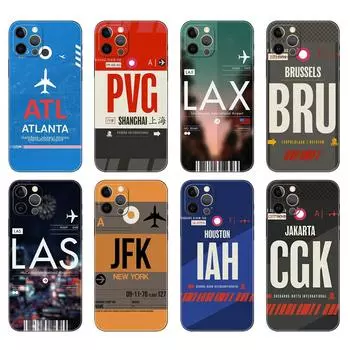 Черный чехол из ТПУ для iPhone 5 5s se 2020 6 6s 7 8 plus x 10 XR XS 11 12 13 mini pro MAX задняя крышка посадочный талон авиабилет iphone 12 mini