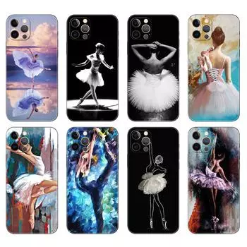 Черный чехол из ТПУ для iPhone 5S SE 6 6S 7 8 plus x 10 XR XS 11 12 13 mini pro MAX задняя крышка балетные тапочки для девочек iphone 5 5S SE 2016