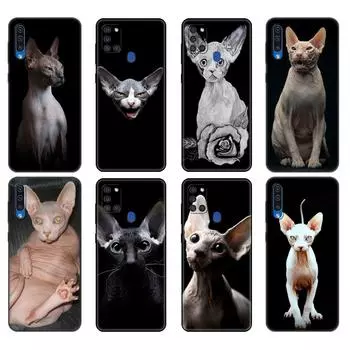 Черный чехол из ТПУ для Samsung Galaxy A50 50S A30S A10 A01 A11 A21S A31 A41 A51 A71 M21 M30S S10 LITE Чехол с изображением кошки-сфинкса Samsung A01