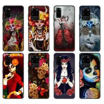 Черный чехол из ТПУ для Samsung Galaxy S20 /S20 PLUS/S20 ultra/S20+ /S20FE задняя крышка Catrina красивая розовая девушка Череп Искусство Идеально Samsung S20