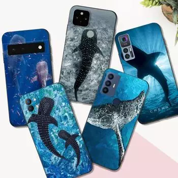 Черный чехол TPU для Google Pixel 4 4A 4XL 5 5A 5XL 6 6A 7 PRO Cover whale shark Pixel 5