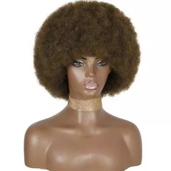 Черный парик MERISIHAIR, женский короткий пушистый парик, черные женские курчавые вьющиеся синтетические волосы, коричневый парик для вечерние косплея, челка