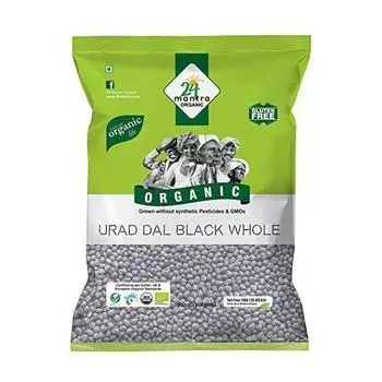 Черный Урад Дал цельный (500 г), Urad Dal Black Whole, 24 Mantra Organic