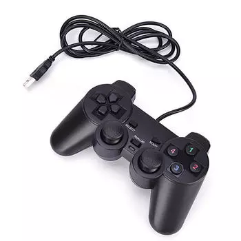 Черный USB Dual Shock ПК Компьютер Проводной геймпад Игровой контроллер Джойстик ESN чёрный