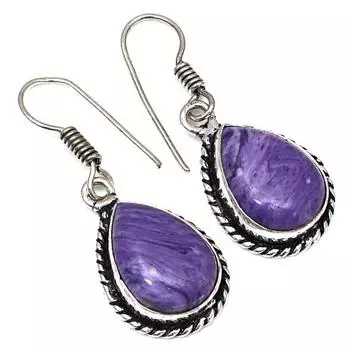 Cheroite Gemstone Handmade Gift For Her 925 Silver Jewelry Earrings 1.5