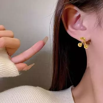 Cherry Earrings for Women Small Cherry Fruit Stud Earrings Sweet Trendy Alloy Jewelry серебряный