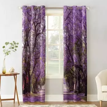 Cherry Tree Branch Luxury Bedroom Kitchen Curtain Living Room Decoration Curtain 135W x 60H(cm)