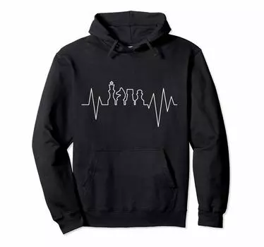 Chess Heartbeat Chess Club Binatege Настольные игры Любители Подарочная толстовка с капюшоном чёрный
