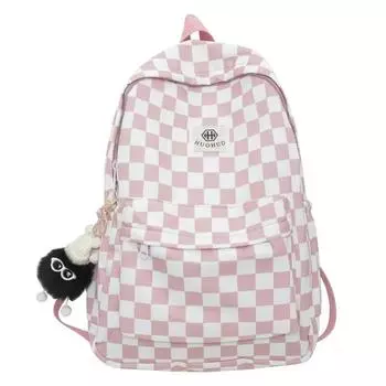 Chessboard Girls Pattern Boys Backpack Front Organizer Laptop Storage School Bag