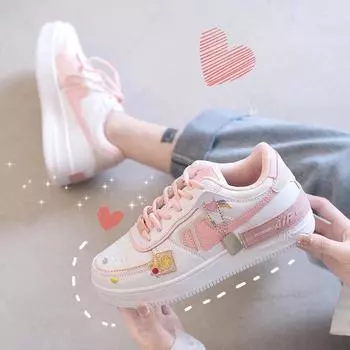 Четыре сезона Новые круглые туфли на платформе для студентов маленькие белые туфли для женщин 35 розовый
