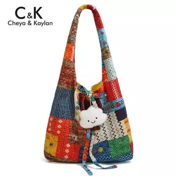 Cheya & Kaylan Two Sides Available Bohemia Work Clothing Tote Bag Female Fancy Large Capacity Shoulder Bag Bohemia