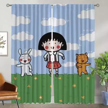 Chi-bi Maruko Хэллоуин украшения Шторы для гостиной Шторы для комнаты 2 Панельные абажуры Домашний интерьер Шторы Раздел W50xH70cmx2pcs-CL