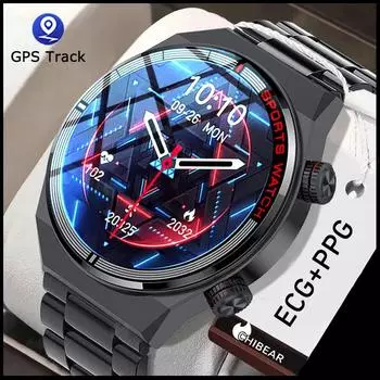 Chibear Ecg+ppg Bluetooth Call Smart Watch Men Screen Always Display Time Ai Voice Assistant Nfc Business Watch Man Gps Sport Track