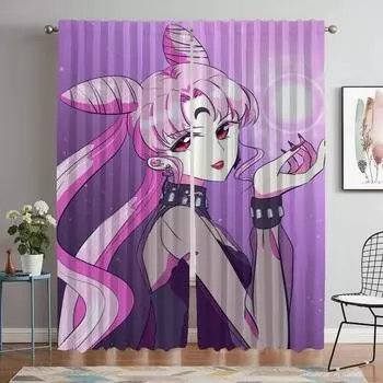 Chibiusa Window Curtain for Room 2 Panel Elegant Room Curtains Partition Shades Tulle for Bedroom Home Interior Curtains Living W50xH70cmx2pcs-CL