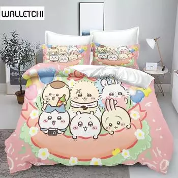 Chiikawa Bedding Set Duvet Cover 3-Piece Set 1 Quilt Cover Universal, Suitable For Children And Adults Covers Twin Size Sets EU Single 135x200cm