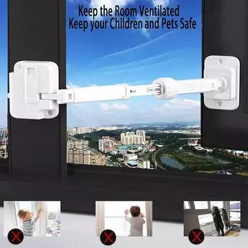 Child Safety Lock Stopper Falling Prevention Lock Limiter Care For Baby Child Protection Window Restrictor Adjustable Windowlock белый