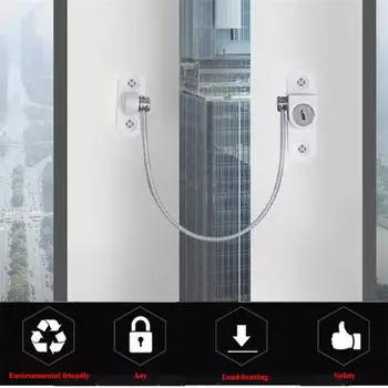 Child Safety Lock Window Lock Stainless Steel Cable Use Screws To Fix Baby Safety Accessories Security Protection чёрный