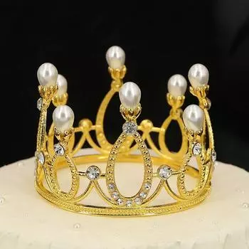 Детская круглая корона из сплава, цветочные аксессуары для волос, свадебные украшения, украшение для выпечки торта, жемчужная корона, король