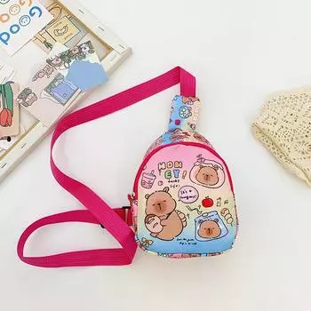 Children S Capybara Crossbody Bag Multifunctional Backpack Capybara Chest Bag Home Decoration Shoulder Messenger Bag розовый