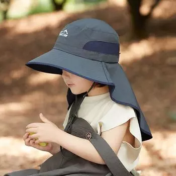Children s Hat Summer Thin Mesh Fisherman s Outdoor Camping Sun Hat for Boys and Girls темно-серого