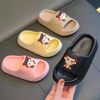 Children s Slippers Nezha for Boys, Summer New Style for Girls, Indoor Home Anti Slip Shower for Baby Boys, Cool Mop for Big Children 24-25 хаки